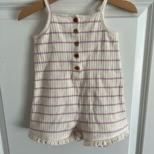 Zara Cream and lavender Jumpsuit with Ruffle Trim